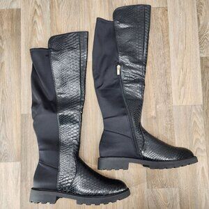 Shoe Dazzle Black Textured Moto Boots